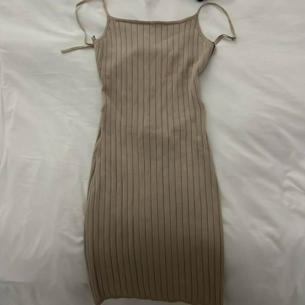 Tan Open Back Dress